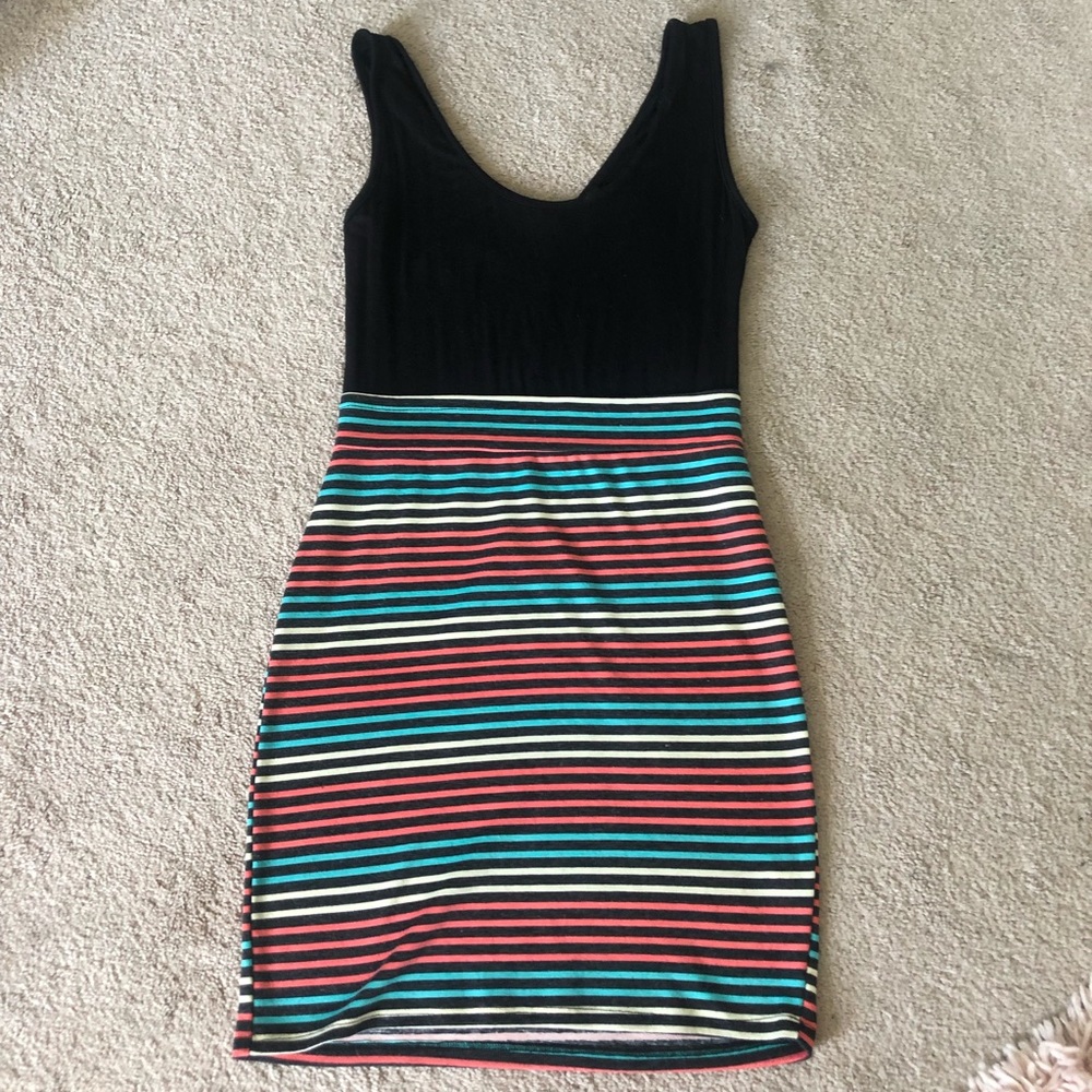 Black and colored stripped dress
